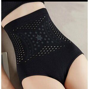 High-Waisted Black Shaping Panties* Snowflake Design Breathable* Tummy Control*M